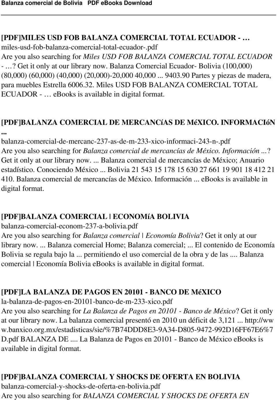 Miles USD FOB BALANZA COMERCIAL TOTAL ECUADOR - ebooks is [PDF]BALANZA COMERCIAL DE MERCANCíAS DE MéXICO. INFORMACIóN... balanza-comercial-de-mercanc-237-as-de-m-233-xico-informaci-243-n-.