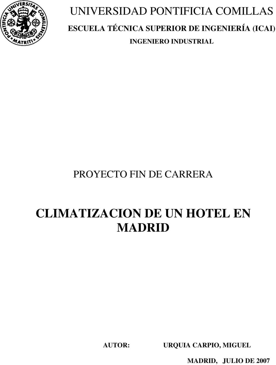 PROYECTO FIN DE CARRERA CLIMATIZACION DE UN HOTEL EN