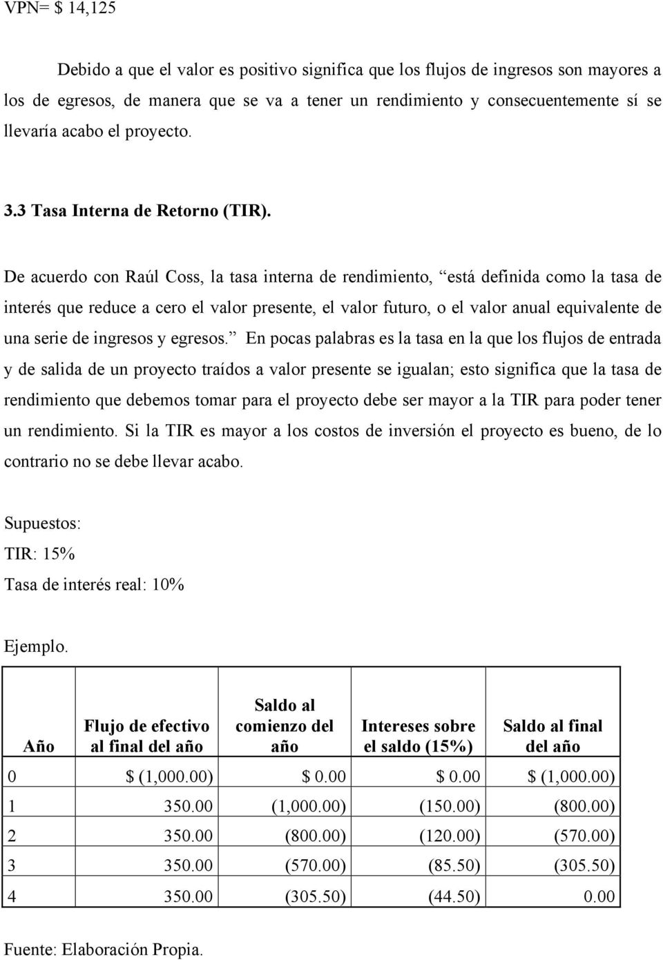 De acuerdo con Raúl Coss, la tasa interna de rendimiento, está definida como la tasa de interés que reduce a cero el valor presente, el valor futuro, o el valor anual equivalente de una serie de