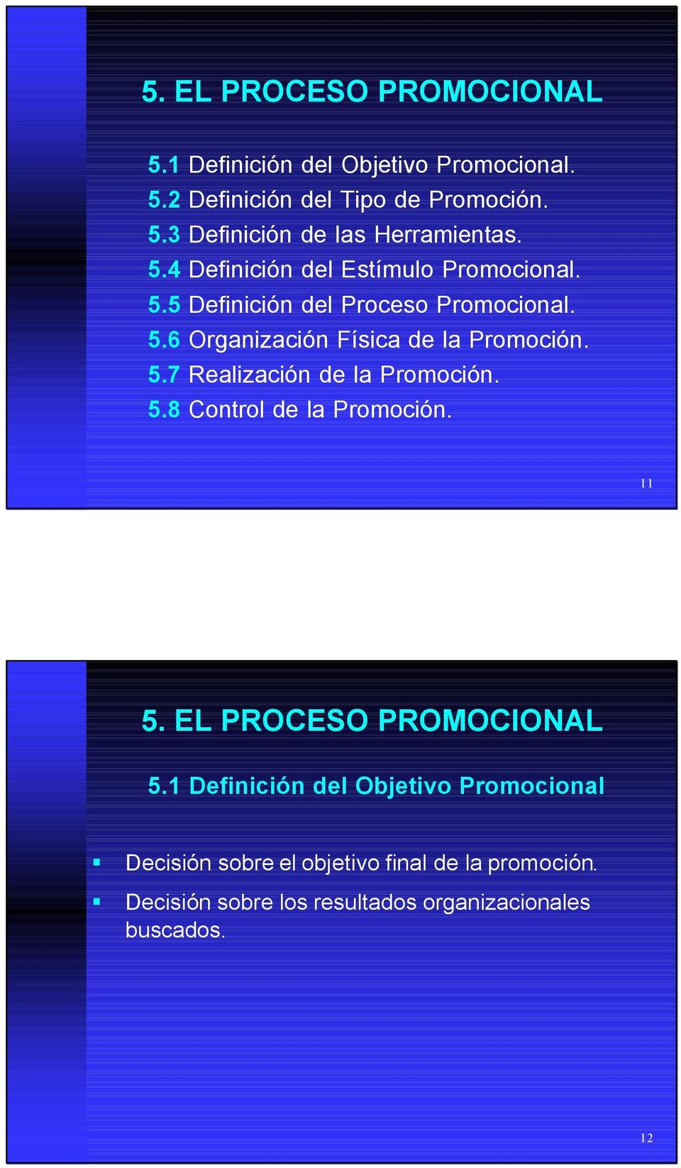 5.8 Control de la Promoción. 11 5. EL PROCESO PROMOCIONAL 5.