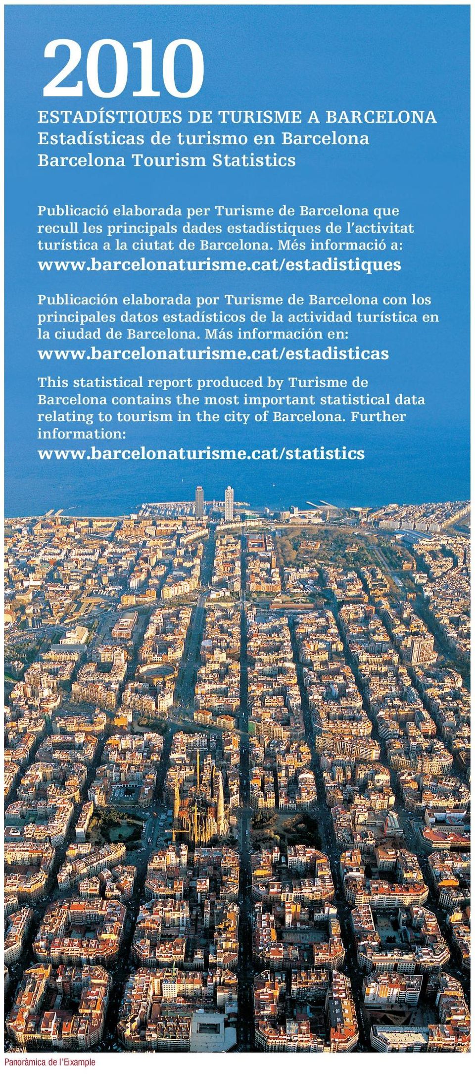 cat/estadistiques Publicación elaborada por Turisme de Barcelona con los principales datos estadísticos de la actividad turística en la ciudad de Barcelona. Más información en: www.