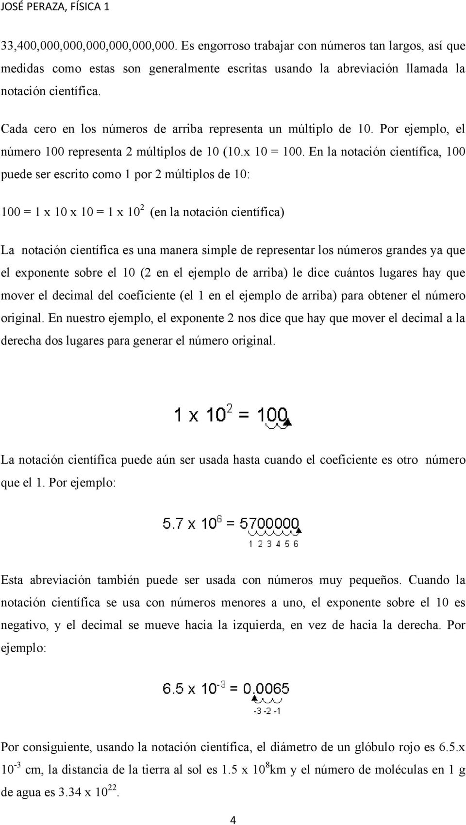 En la notación científica, 100 puede ser escrito como 1 por 2 múltiplos de 10: 100 = 1 x 10 x 10 = 1 x 10 2 (en la notación científica) La notación científica es una manera simple de representar los