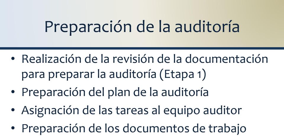 Preparación del plan de la auditoría Asignación de las