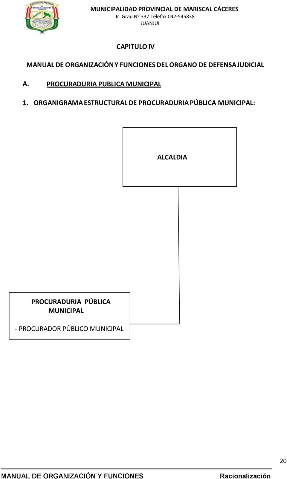 ORGANIGRAMA ESTRUCTURAL DE PROCURADURIA PÚBLICA