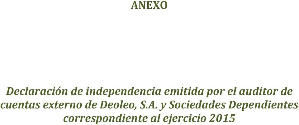 externo de Deoleo, S.A.