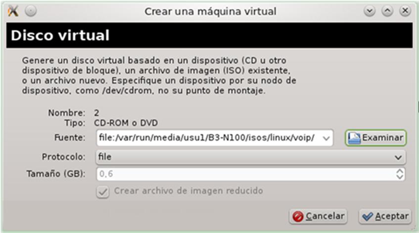 5 Disco virtual para el DomU Aquí necesitaremos crear dos dispositivos Una unidad CD-ROM virtual para leer el archivo con la imagen iso Un disco duro virtual para