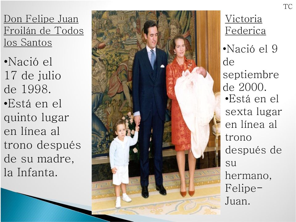 la Infanta. Victoria Federica Nació el 9 de septiembre de 2000.