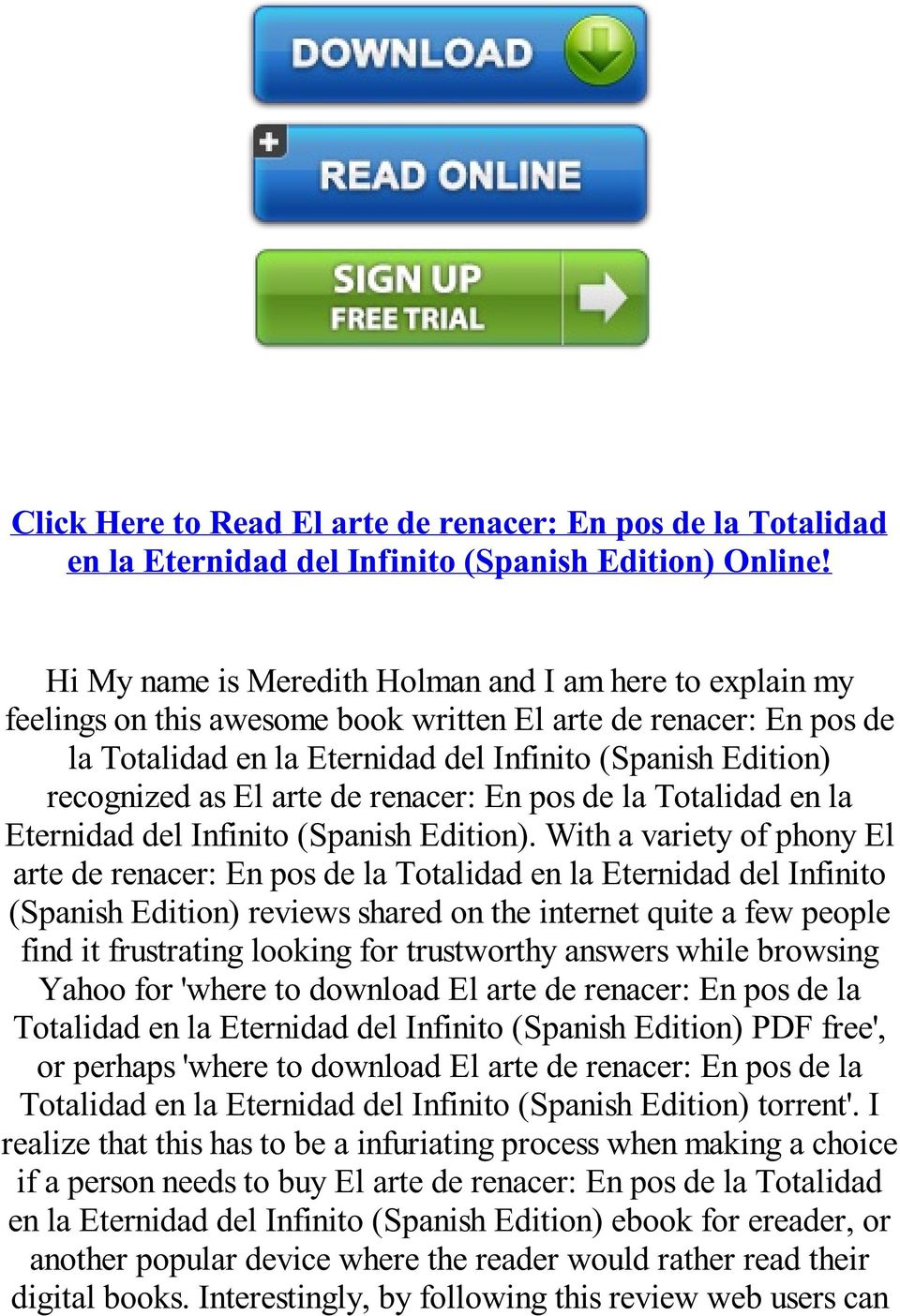 El arte de renacer: En pos de la Totalidad en la Eternidad del Infinito (Spanish Edition).