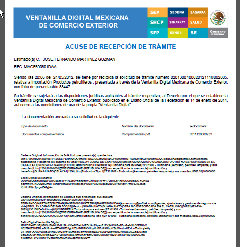 ACUSE DE RECIBO La aplicación informará que la solicitud ha sido registrada, mostrando el número de folio de la solicitud y generando el Acuse de