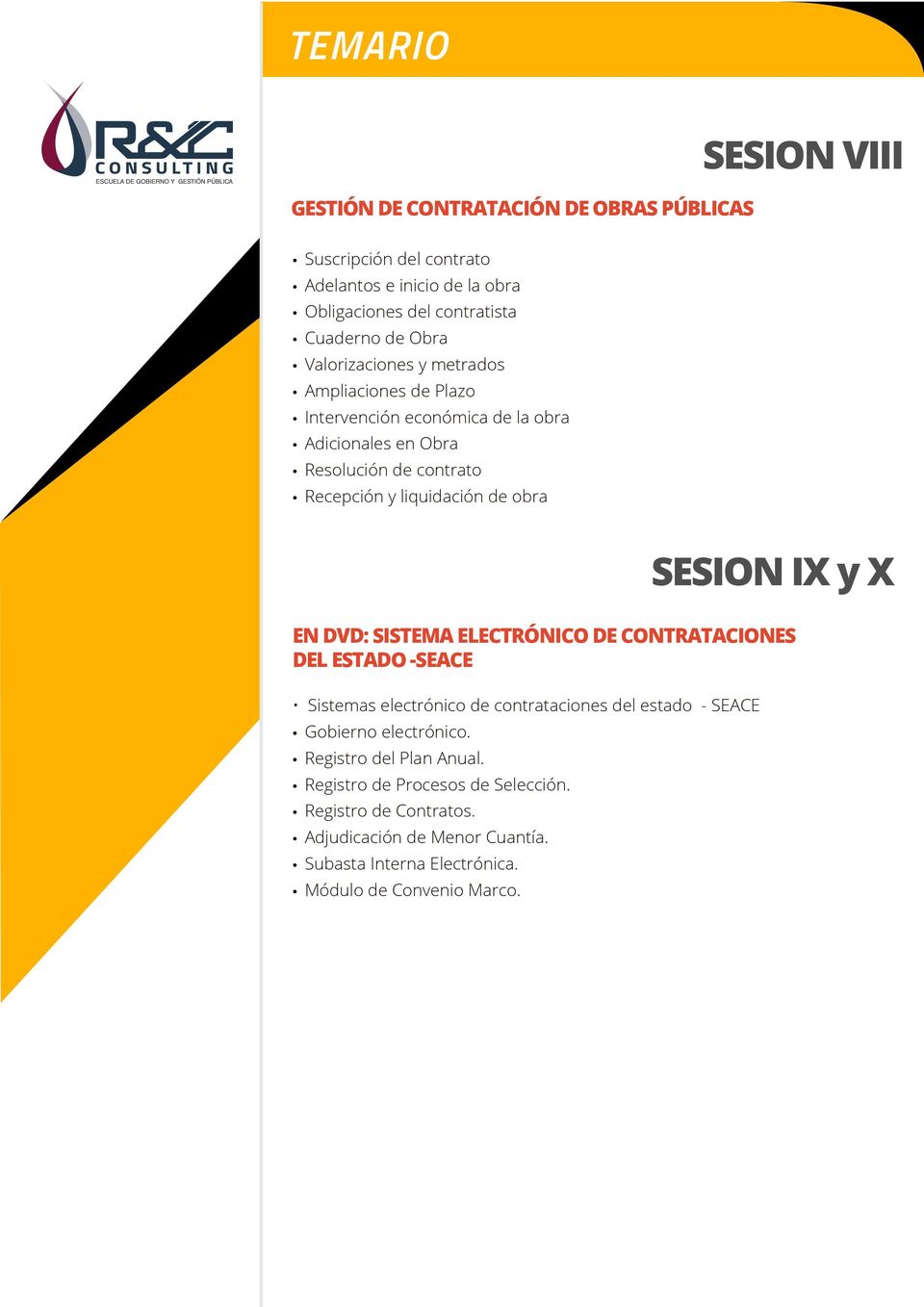 SESION IX y X EN DVD: SISTEMA ELECTRÓNICO DE CONTRATACIONES DEL ESTADO -SEACE Sistemas electrónico de contrataciones del estado - SEACE Gobierno electrónico.