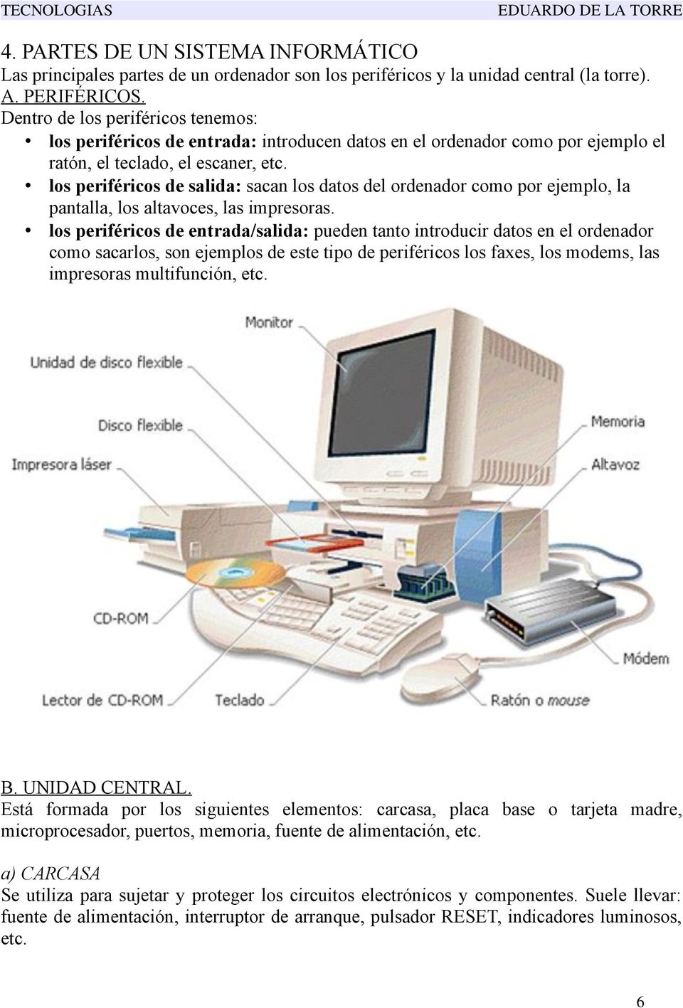 los periféricos de salida: sacan los datos del ordenador como por ejemplo, la pantalla, los altavoces, las impresoras.