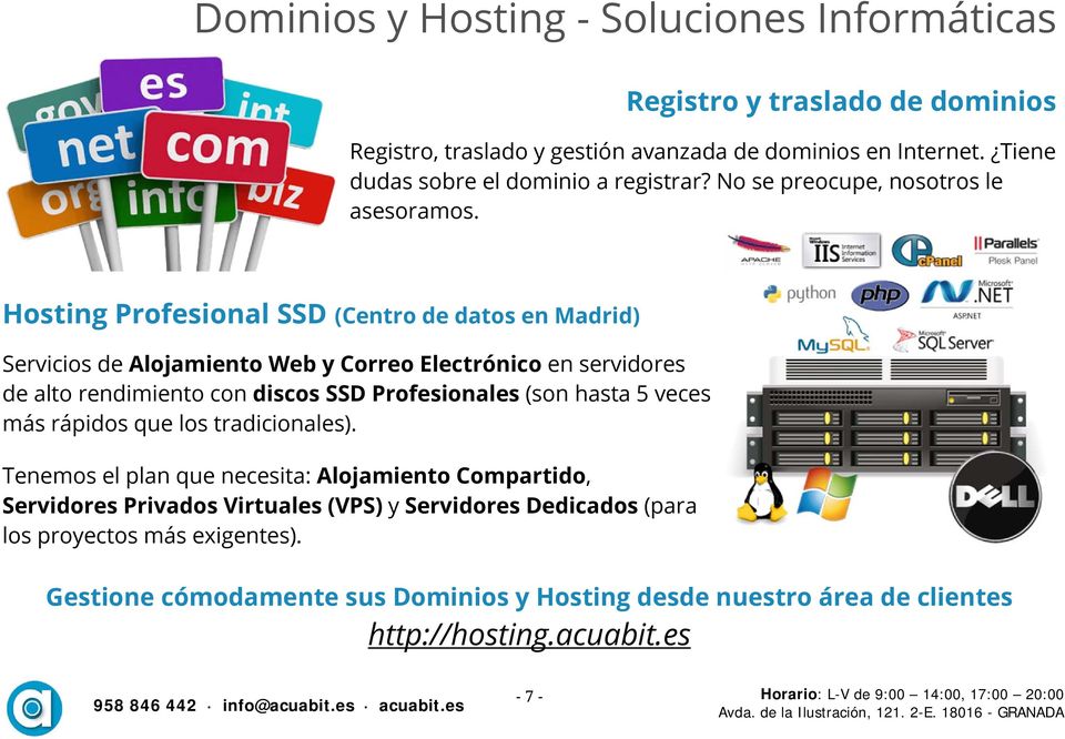 Hosting Profesional SSD (Centro de datos en Madrid) Servicios de Alojamiento Web y Correo Electrónico en servidores de alto rendimiento con discos SSD Profesionales (son