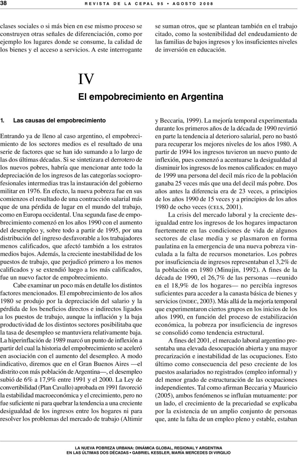 en educación. IV El empobrecimiento en Argentina 1.