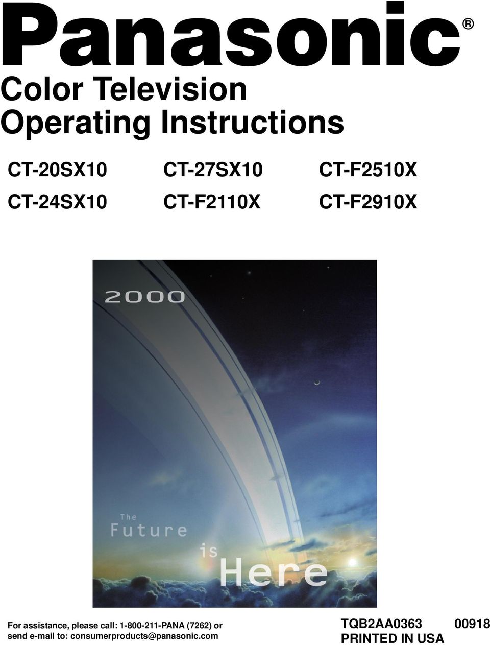 Colo Television Opeating Instctions CT-20SX10 CT-27SX10 CT-F2510X CT-24SX10 CT-F2110X CT-F2910X CT-F2110X CT-24SX10 CT-27SX10