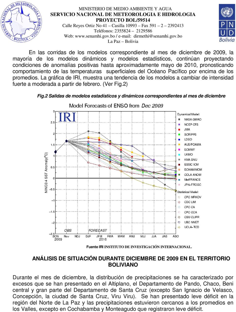 La gráfica de IRI, muestra una tendencia de los modelos a cambiar de intensidad fuerte a moderada a partir de febrero. (Ver Fig.2) Fig.
