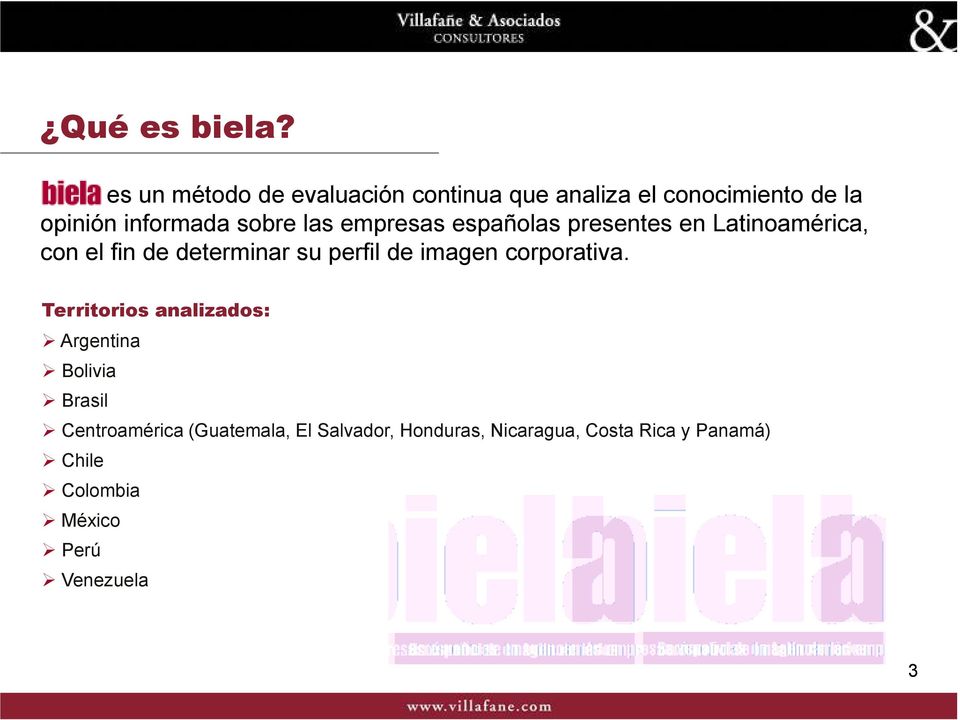 las empresas españolas presentes en Latinoamérica, con el fin de determinar su perfil de imagen