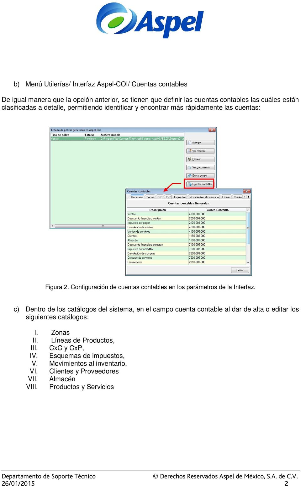 Configuración de cuentas contables en los parámetros de la Interfaz.