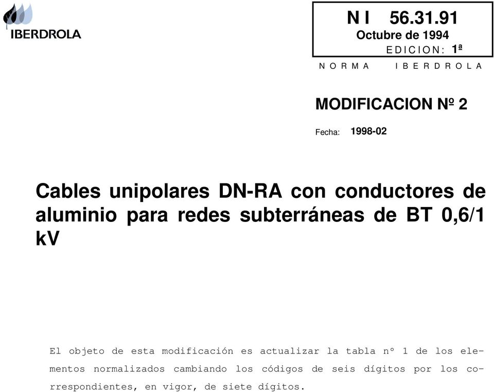 unipolares DN-RA con conductores de aluminio para redes subterráneas de BT 0,6/1 kv El objeto