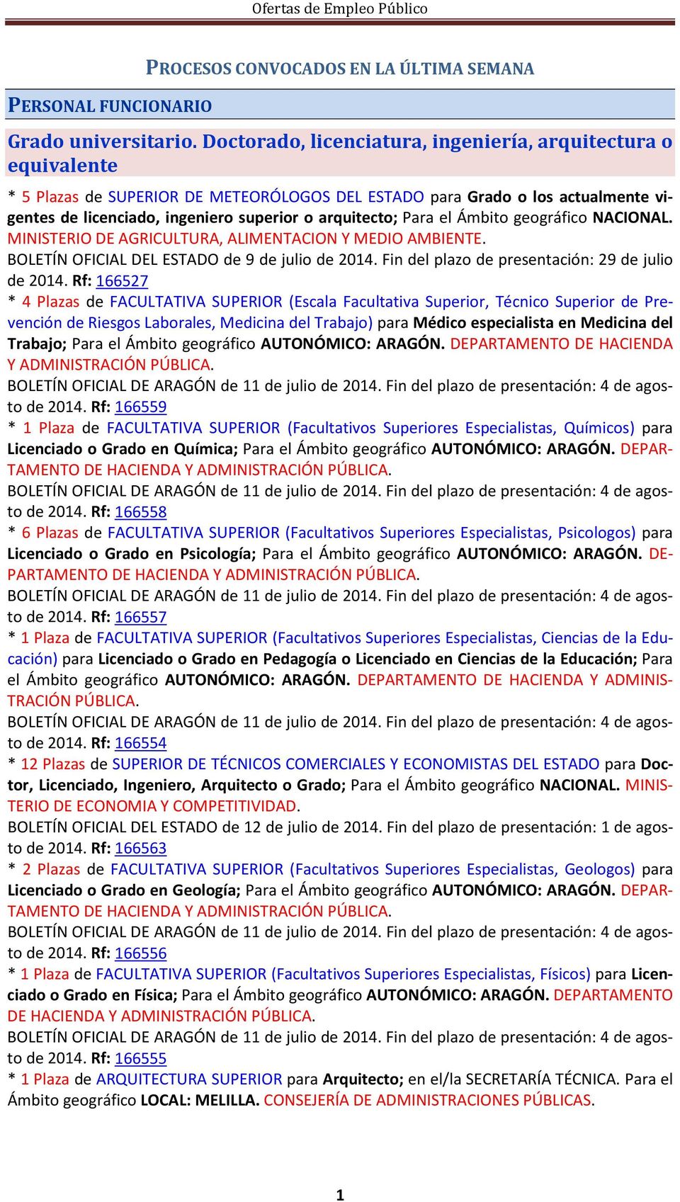 Para el Ámbito geográfico NACIONAL. MINISTERIO DE AGRICULTURA, ALIMENTACION Y MEDIO AMBIENTE. de 2014.