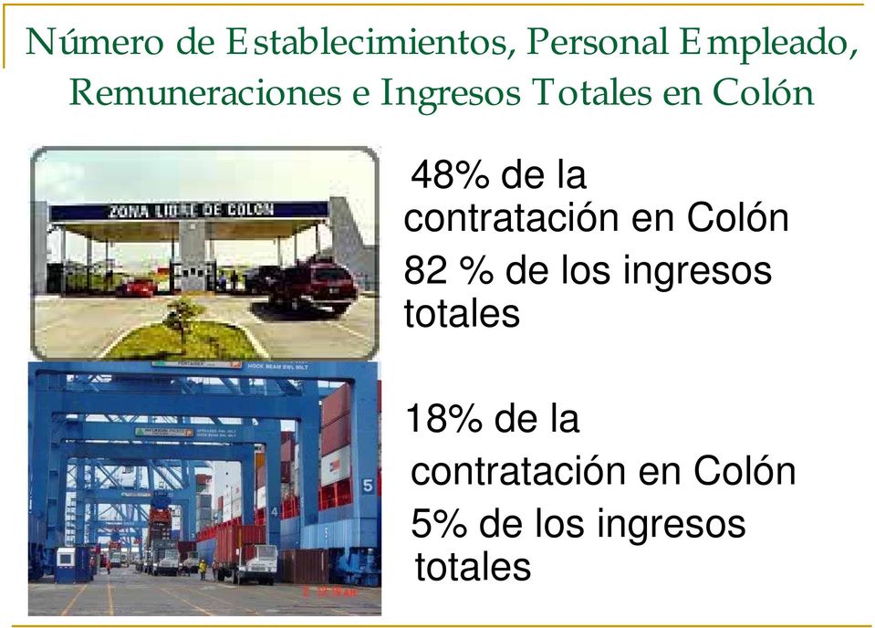 contratación en Colón 82 % de los ingresos totales