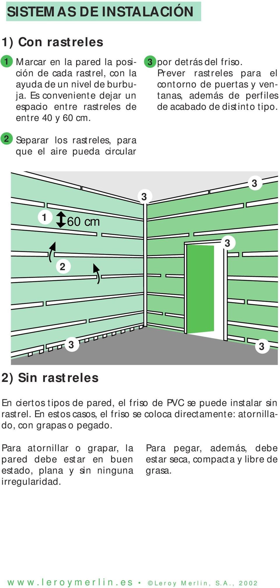 Prever rastreles para el contorno de puertas y ventanas, además de perfiles de acabado de distinto tipo.