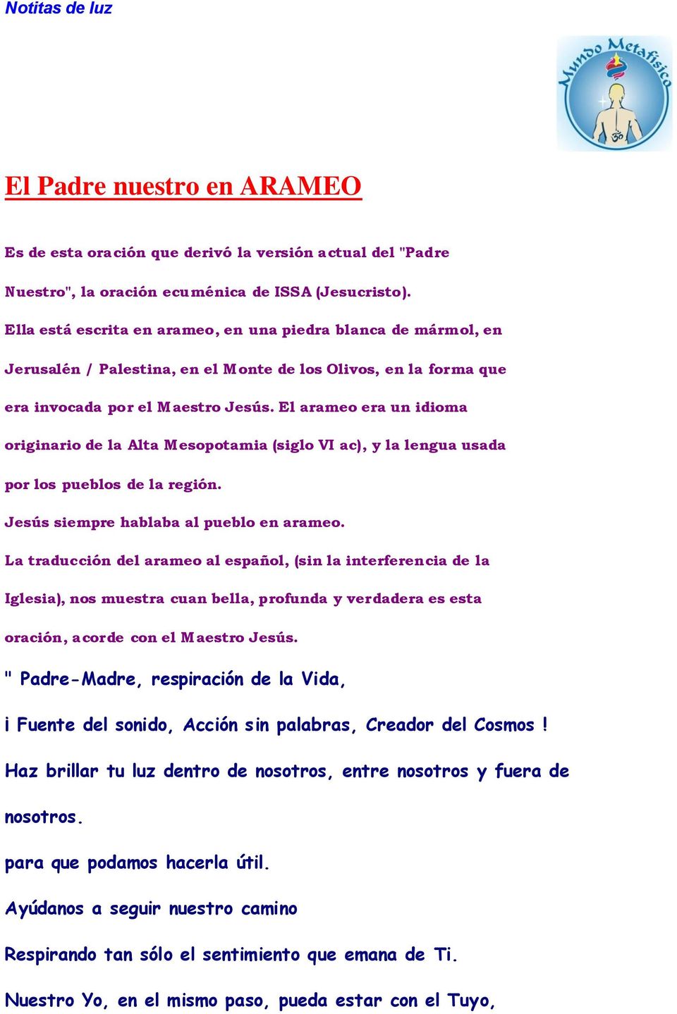 El Padre nuestro en ARAMEO - PDF Free Download