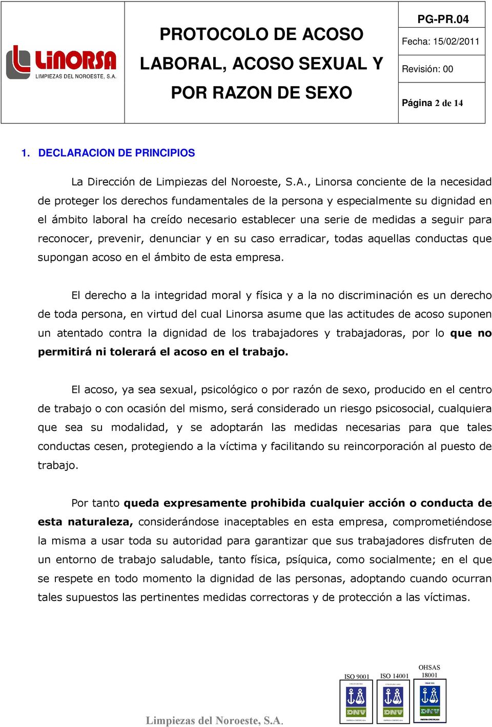 PROTOCOLO DE ACOSO LABORAL, ACOSO SEXUAL Y POR RAZON DE SEXO - PDF  Descargar libre