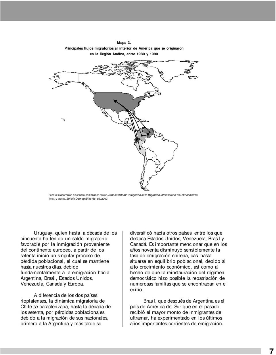 Migración Internacional de Latinoamérica (IMILA) y CELADE, Boletín Demográfico No. 65, 2000.