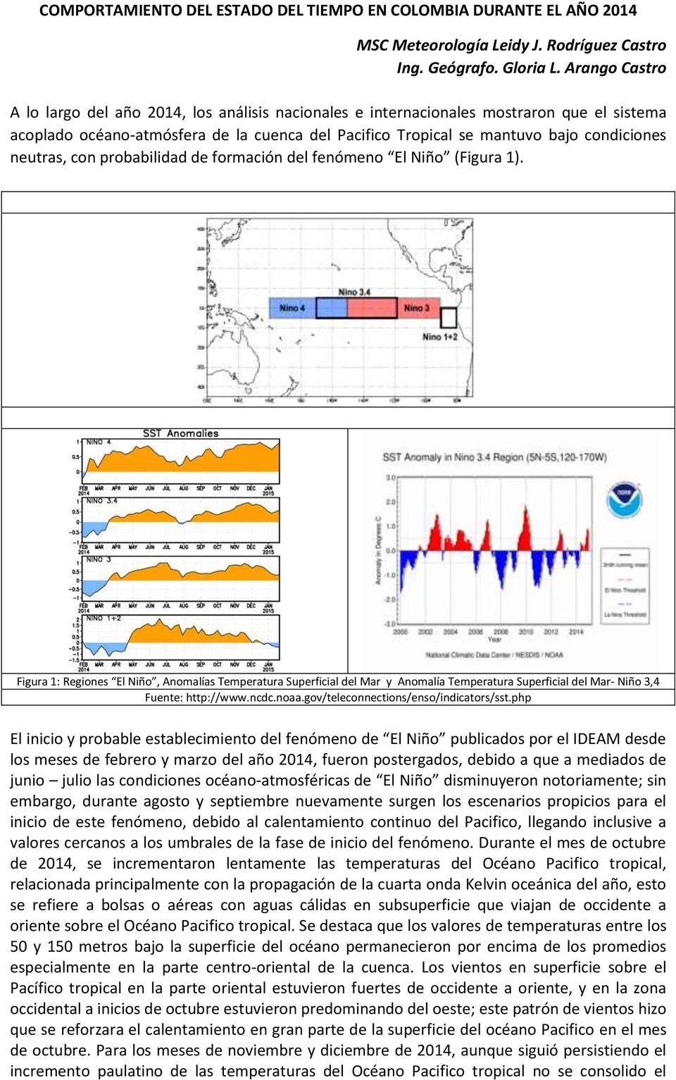 neutras, con probabilidad de formación del fenómeno El Niño (Figura 1).