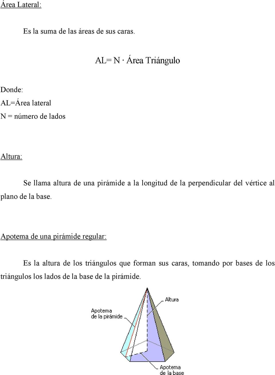 pirámide a la longitud de la perpendicular del vértice al plano de la base.