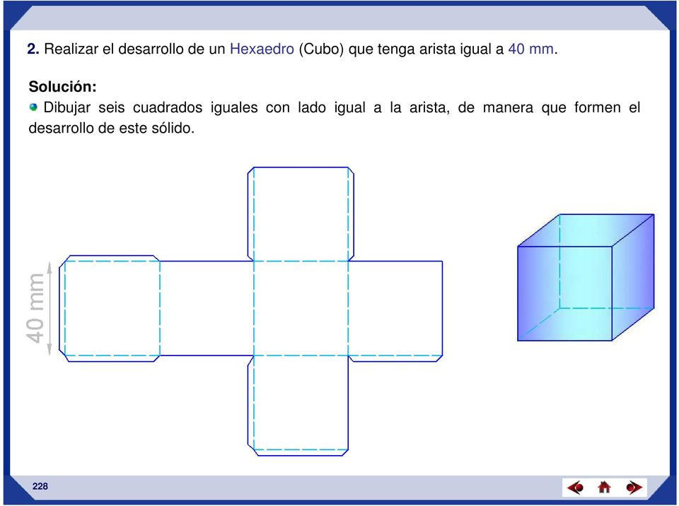Solución: Dibujar seis cuadrados iguales con lado