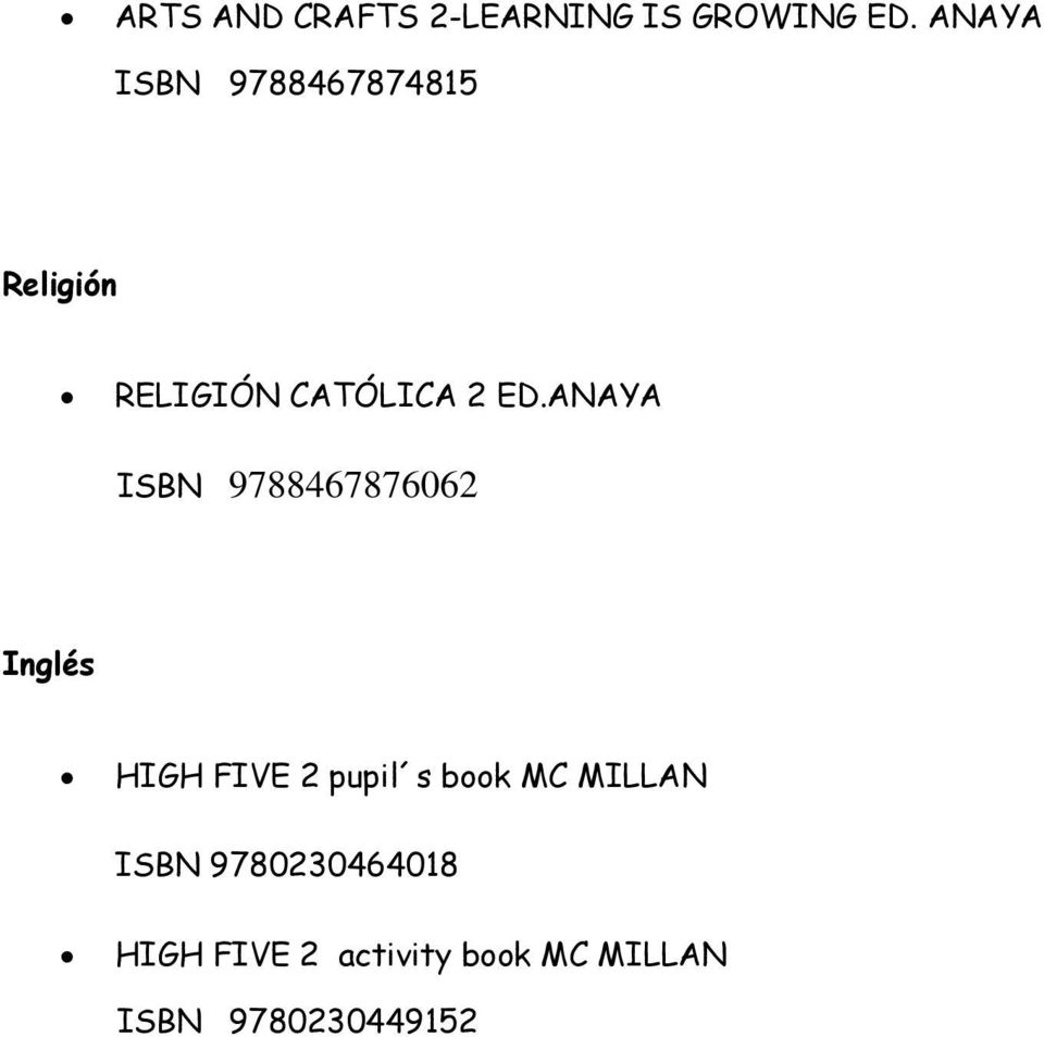ANAYA ISBN 9788467876062 Inglés HIGH FIVE 2 pupil s book MC