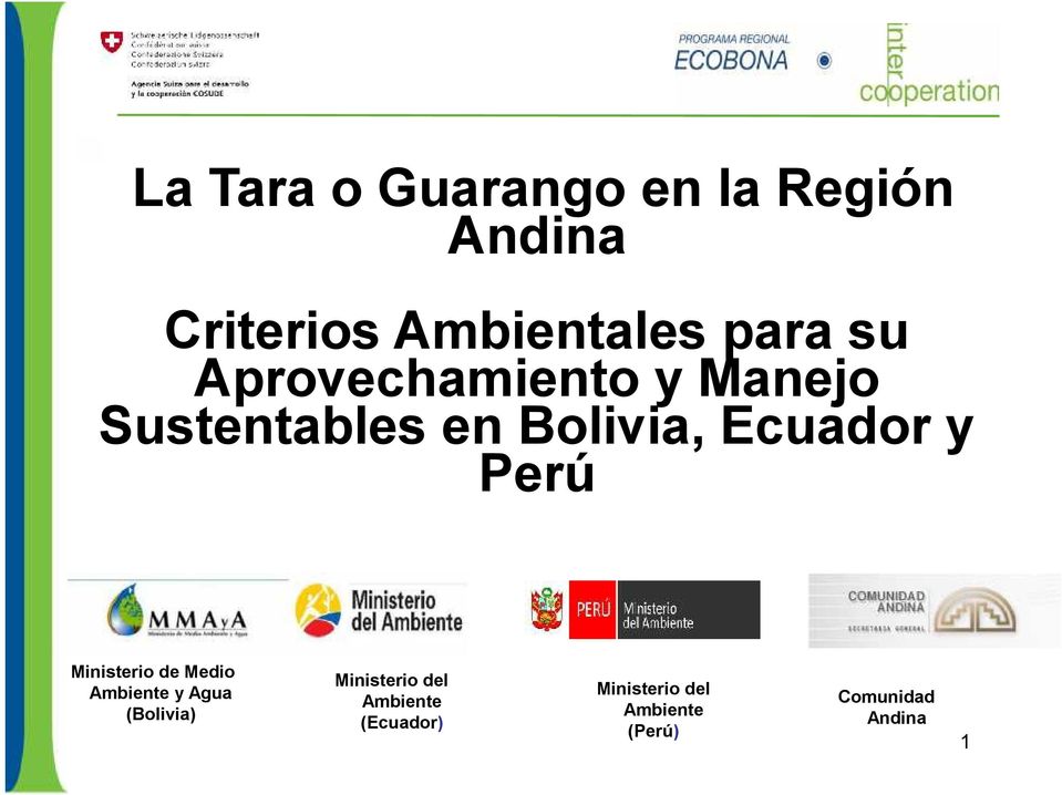 Bolivia, Ecuador y Perú Ministerio de Medio Ambiente y Agua (Bolivia)