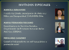 Panelistas Sánchez, Sigliano y Benavides en la mesa redonda virtual en vivo Cuáles son los mayores desafíos de la coordinación y la interacción con el sector público en la implementación de políticas