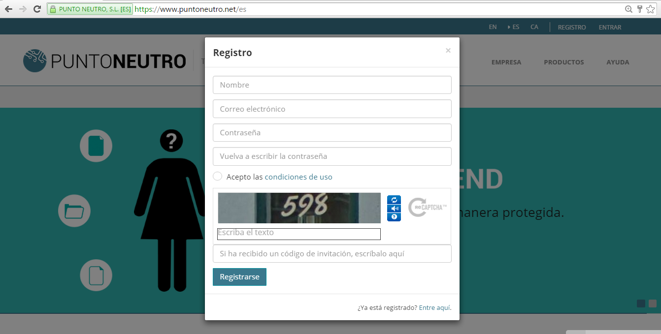 El Registro Para darse de alta en Punto Neutro debe acceder a la página web www.puntoneutro.