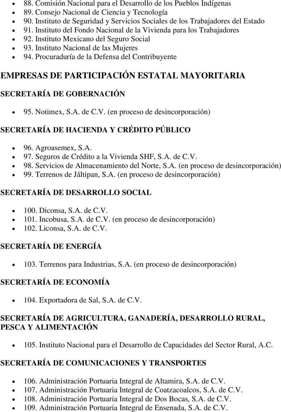 Procuraduría de la Defensa del Contribuyente EMPRESAS DE PARTICIPACIÓN ESTATAL MAYORITARIA SECRETARÍA DE GOBERNACIÓN 95. Notimex, S.A. de C.V.