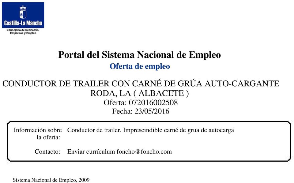 23/05/2016 Conductor de trailer.