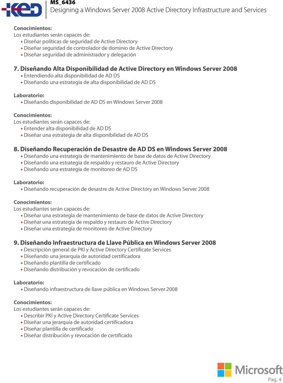 AD DS en Windows Server 2008 Entender alta disponibilidad de AD DS Diseñar una estrategia de alta disponibilidad de AD DS 8.