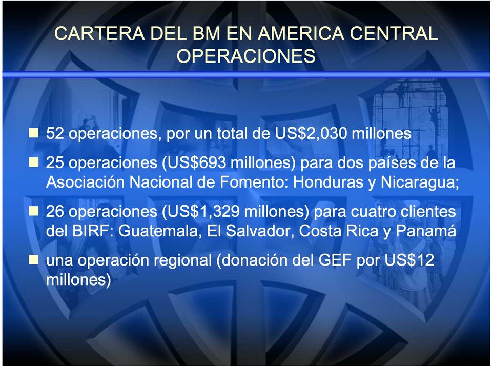 Fomento: Honduras y Nicaragua; 26 operaciones (US$1,329 millones) para cuatro clientes del