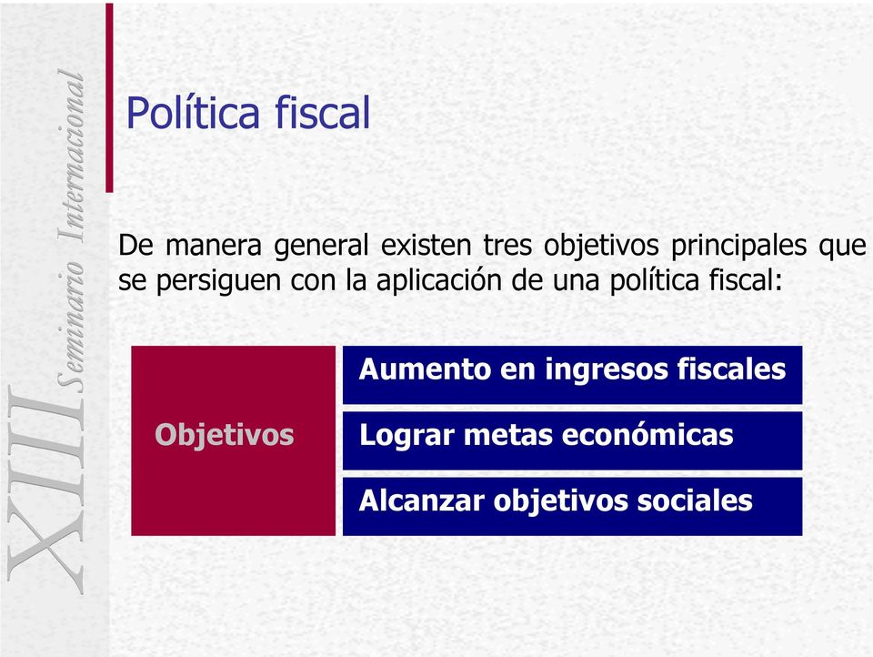 aplicación de una política fiscal: Aumento en ingresos