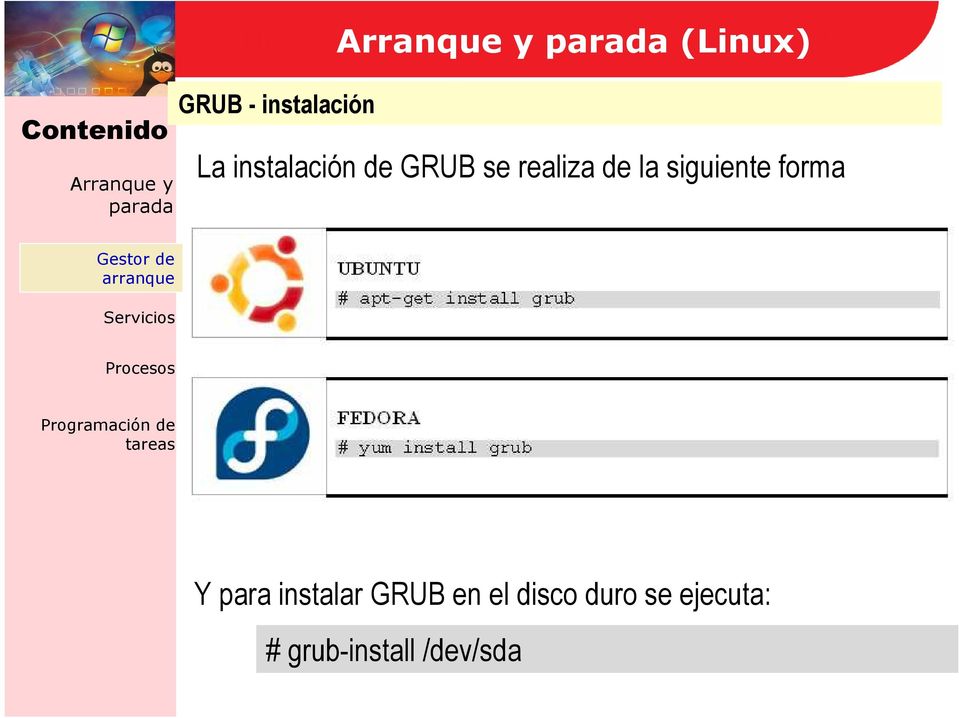 siguiente forma Y para instalar GRUB
