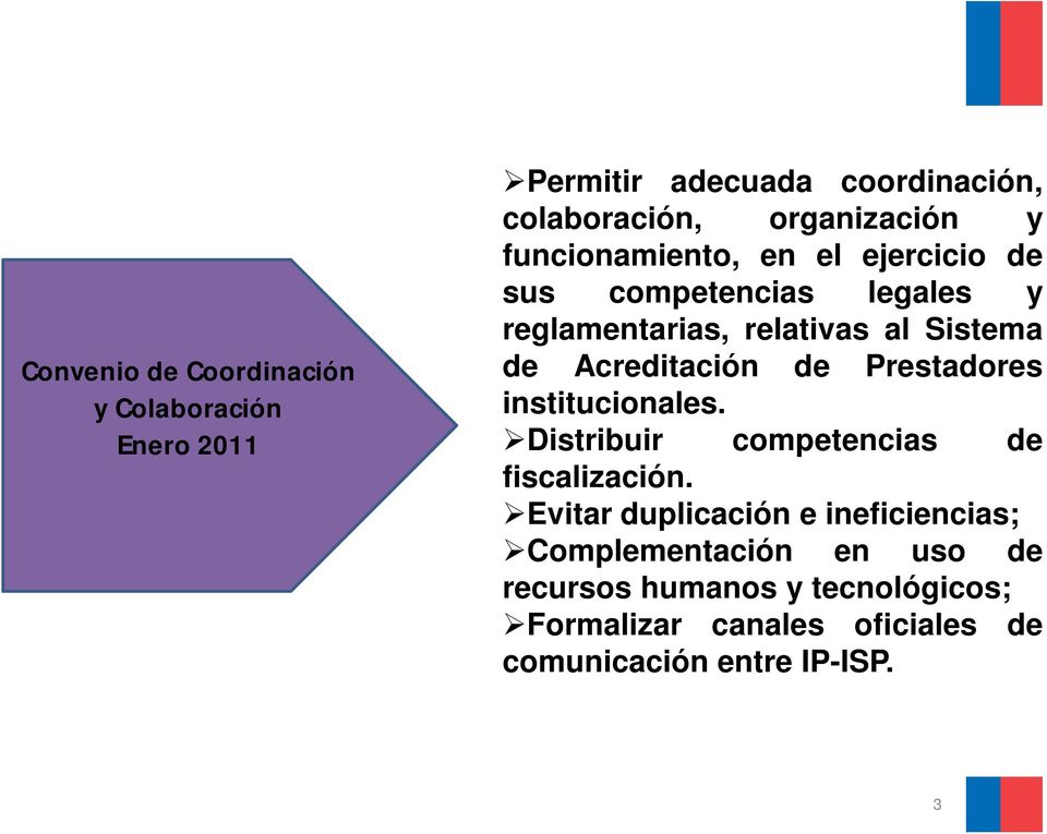 Acreditación de Prestadores institucionales. Distribuir competencias de fiscalización.