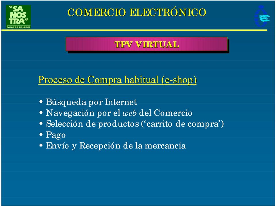 web del Comercio Selección de productos (