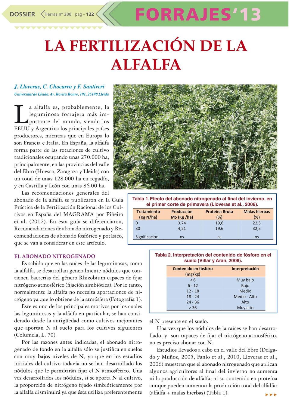 son Francia e Italia. En España, la alfalfa forma parte de las rotaciones de cultivo tradicionales ocupando unas 270.