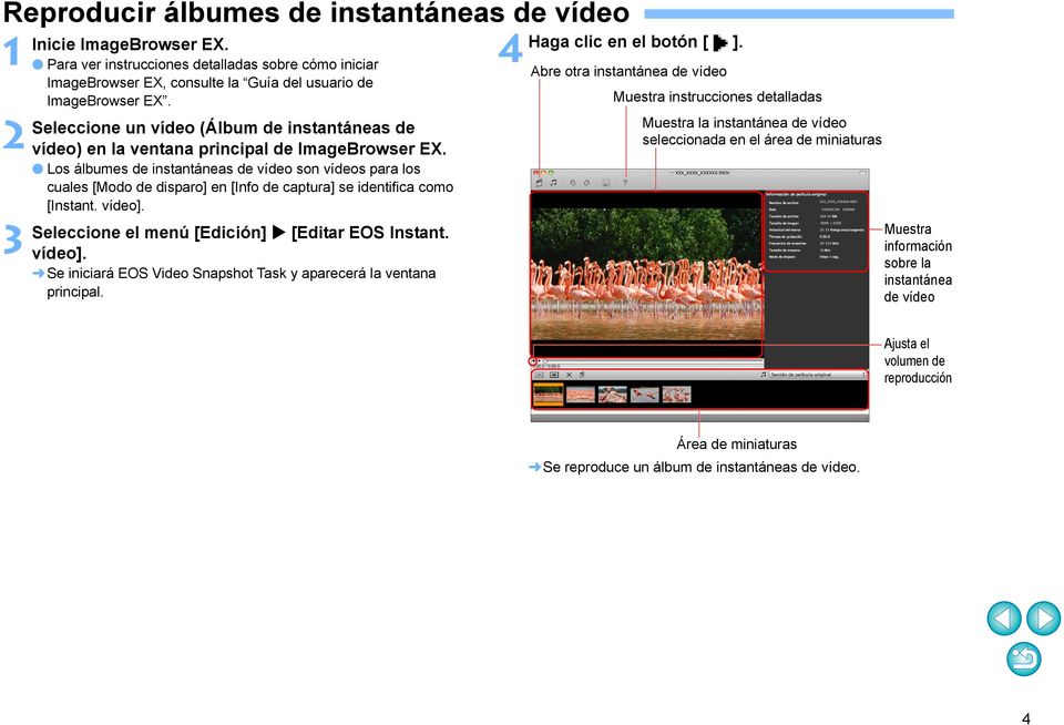 Los álbumes de instantáneas de vídeo son vídeos para los cuales [Modo de disparo] en [Info de captura] se identifica como [Instant. vídeo].