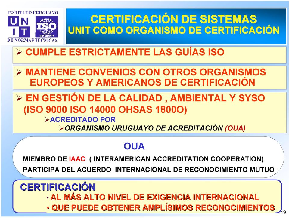 ACREDITADO POR ORGANISMO URUGUAYO DE ACREDITACIÓN (OUA) OUA MIEMBRO DE IAAC ( INTERAMERICAN ACCREDITATION COOPERATION) PARTICIPA DEL