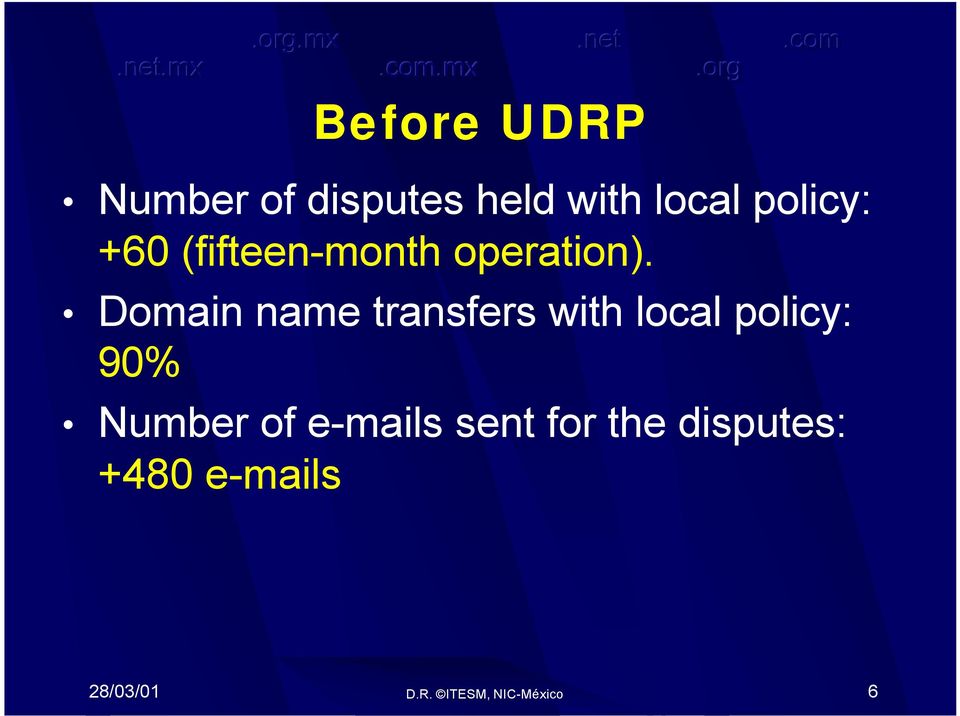 Domain name transfers with local policy: 90% Number of