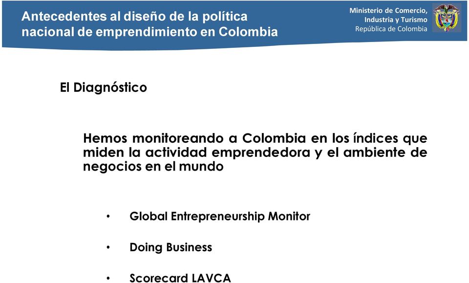 Colombia en los índices que miden la actividad emprendedora y el ambiente de
