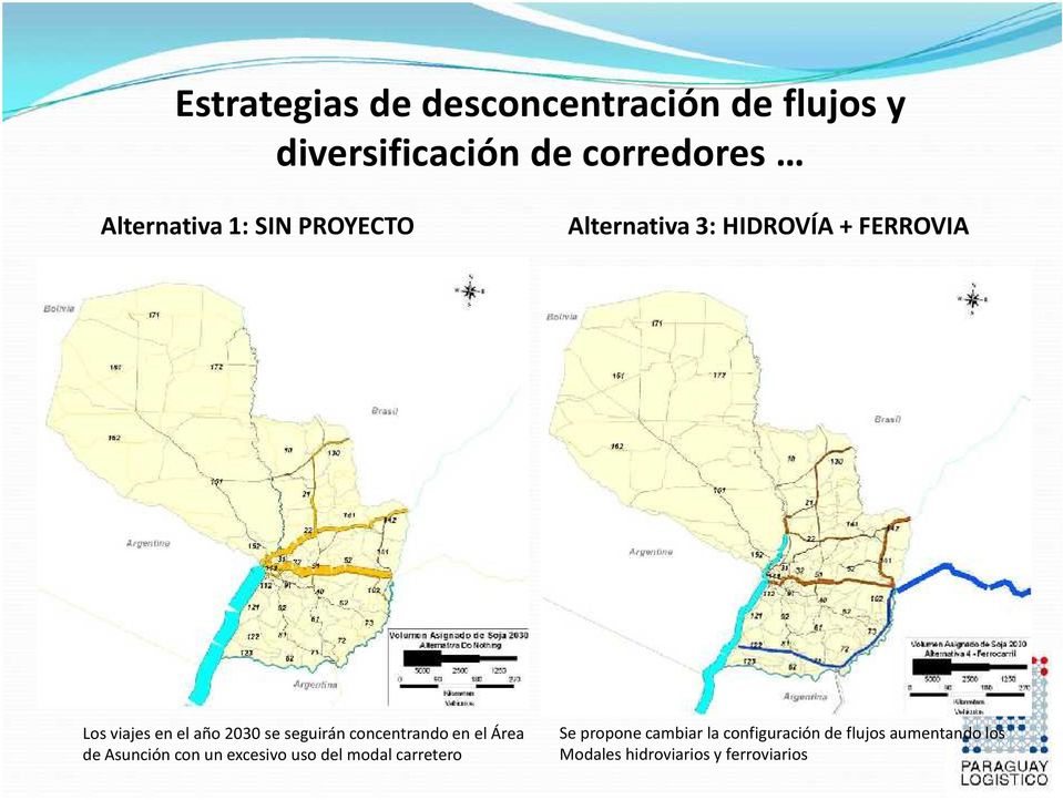 seguirán concentrando en el Área de Asunción con un excesivo uso del modal carretero