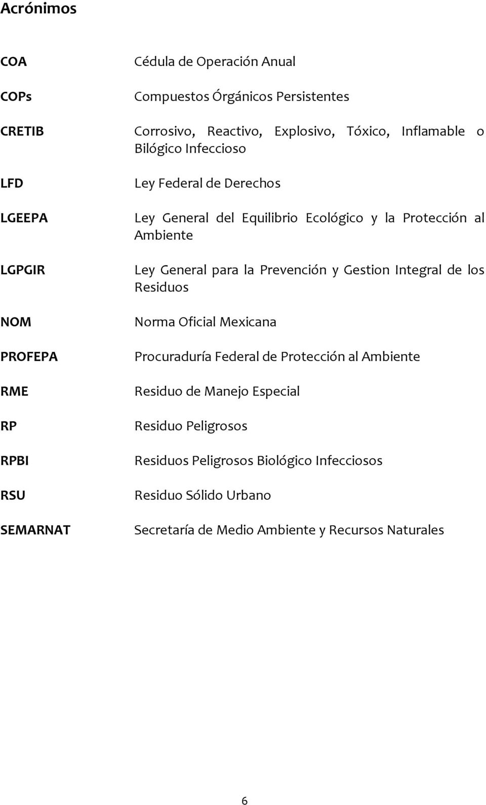 al Ambiente Ley General para la Prevención y Gestion Integral de los Residuos Norma Oficial Mexicana Procuraduría Federal de Protección al Ambiente